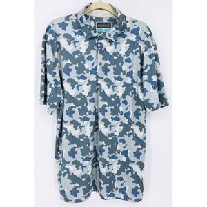 ETONIC Vintage Blue Contrast Camo Performance CASCADE  Golf Polo Shirt Size L